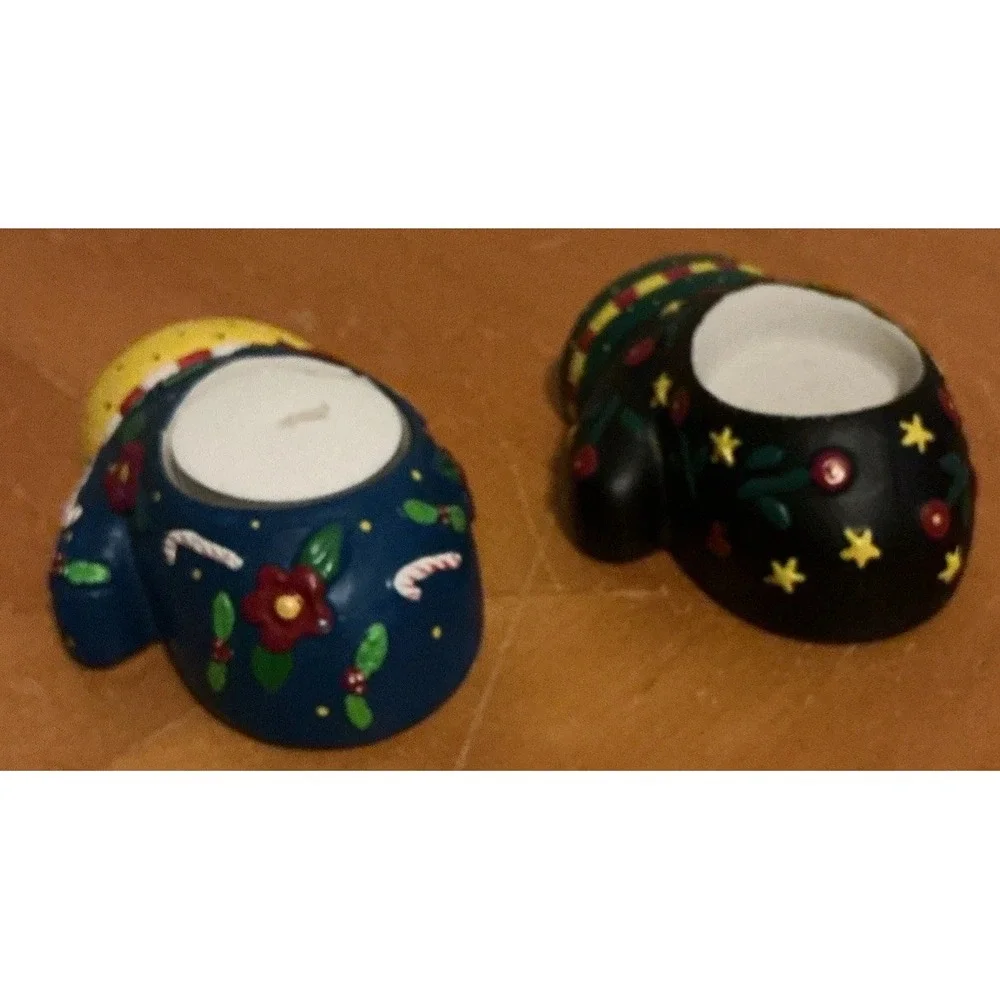 Mary Engelbreit‎ Set of 2 Mitten Shaped Tea Light Holders Winter Whimsical